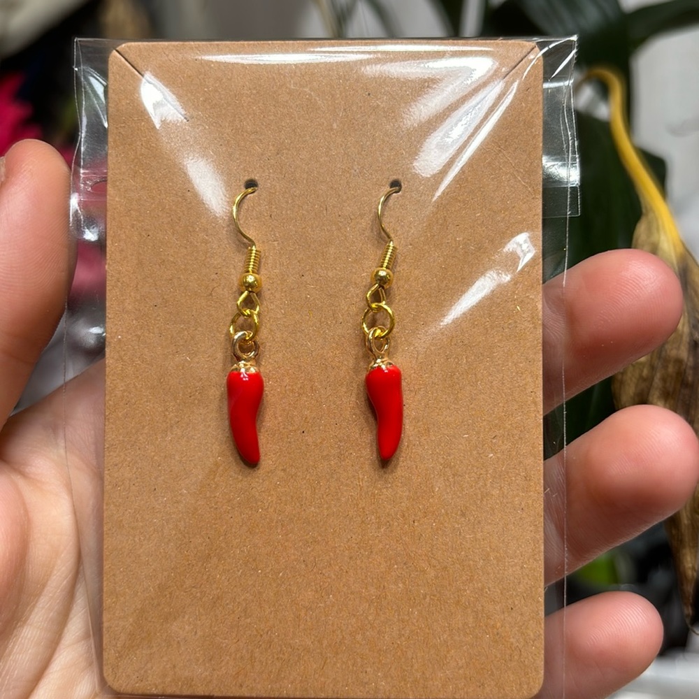 Handmade chili earrings